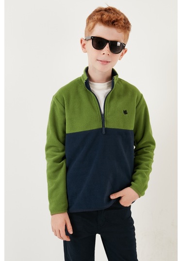 Lela Yumuşak Dokulu Yarım Fermuarlı Renk Bloklu Dik Yaka Unisex Çocuk Polar 5905004 Yeşil-Lacivert Lela Yumuşak Dokulu Yarım Fermuarlı Renk Bloklu Dik Yaka Unisex Çocuk Polar 5905004 Yeşil-Lacivert