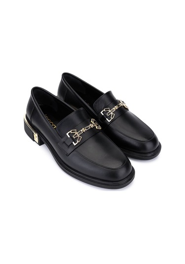 Tamer Tanca Kadın Hakiki Deri Siyah Deri Loafer Ayakkabı 1061 5117 Bn Ayk Sk25-26 Sıyah Dr Siyah