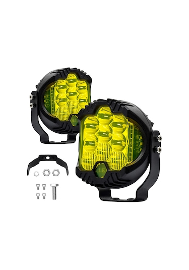 Honmex 3 İnç Led Arazi Aracı Lambası 2 Adet - Orta Beyaz Sürekli, Yanak Sarı Sürekli Ve Parıltı Işık - 150w Ip67 Dayanıklı