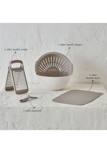 Ceronni Handy Mutfak Seti Bej Bej