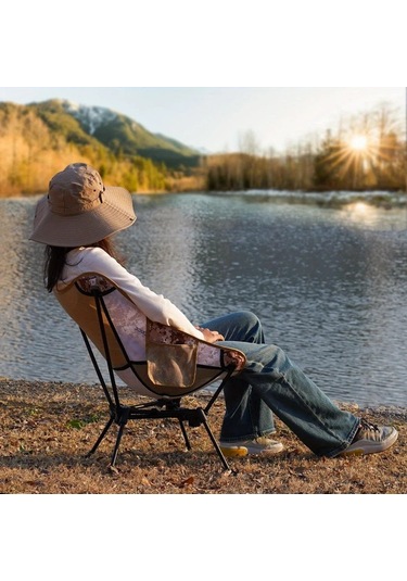 Dashanshop Haki Ultrahafif 4 Nesil Moon Lence Kamp Sandalyesi Kompakt Katlanabilir Aluminyum Cerceve Oxford Kumaş Yuruyus Daginlik Plaj Haki