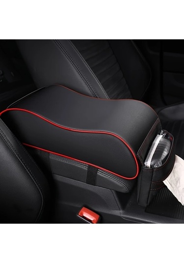 Chuangyinshop Yumuşak Araç Kolçak Minderi Telefon Cebi Siyah Kırmızı Ergonomik