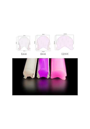 Ikinci Nesil Mor Difüzör 5 Metre 6mm Neon Led Silikon Şerit Kapağı Led Şerit İçermez Mor
