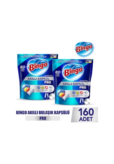 Bingo Akıllı Kapsül Pro Bulaşık Makinesi Deterjanı 2 x 80 Tablet