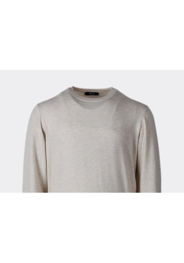 Erkek Triko Bisiklet Yaka Ekru Yün Görünümlü Tüylenmez 3009 Ekru