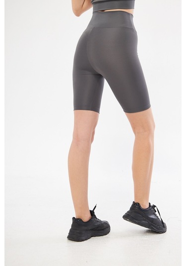 Lesa Wear Yüksek Bel Likralı Toparlayıcı Kısa Şort Tayt Antrasit