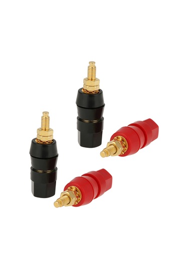 Konesam Altın Kaplama Hoparlör Bağlantı Terminaleği, 4 Adet Kırmızı-siyah , 4mm Muz Plug Uyumlu, Kolay Kurulum, Amfi Ve Ses Cihazları İçin Sinyal Aktarımı