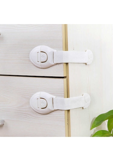 Bantlı Bebek ve Çocuk Çekmece Güvenlik Kilidi 3 M 10'lu Beyaz
