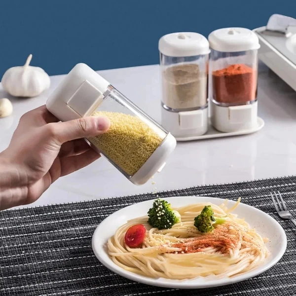 4'lü Basmalı Baharatlık Tuzluk Seti Çok Renkli