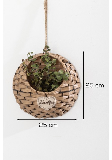 Porsima 2065-2 Taupe Dekoratif Çok Amaçlı Saksılık Hasır Modelli Saksı Çiçeklik 25x25cm