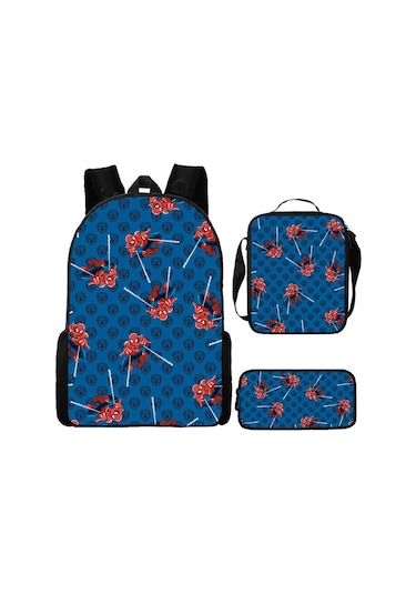 Örümcek Adam Yeni Sırt Çantası Büyük Kapasiteli Öğrenci Kişilik Okul Çantası Üç Parça Seti Stil 9