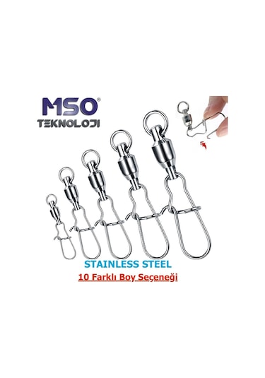 MSO Olta Balıkçılık VIP Kalite Paslanmaz Çelik Klips Bilyalı Fırdöndü