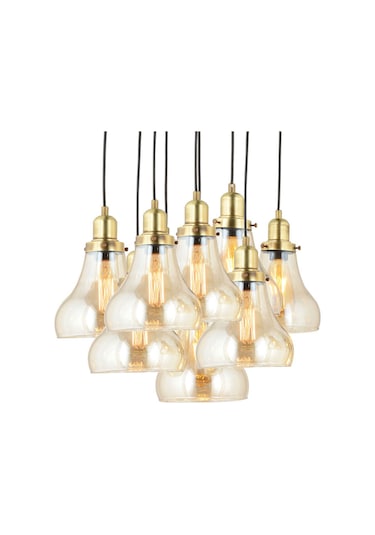 Lampaluce Cono Modern Sarkıt Salon Avizesi 9'Lu Sarı 45X70Cm