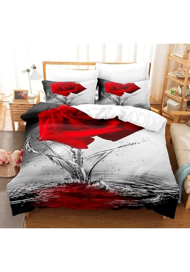 Rose Çift Kişilik 4 Parça Organik Pamuk Saten Nevresim Takımı