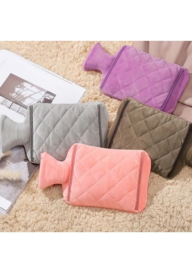 Willowhaven Kahverengi 2000ml Sıcak Su Torbası Kalın Puşet Kılıflı Karın Isıtıcı El Isıtıcı Kahverengi