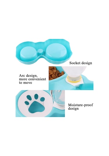 Cbtx Pet Çift Kase Mama Ve Suluk Kedi Ve Köpek Besleyici Islak Olmayan Ağız Suluk Yeşil