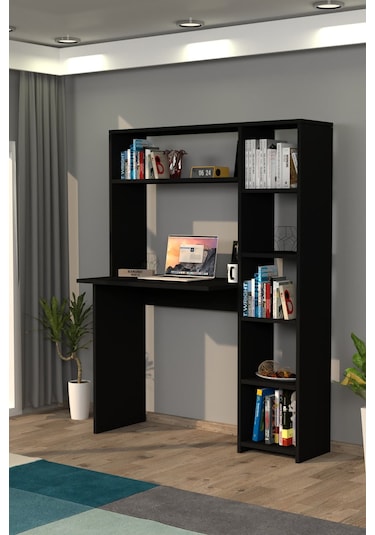 Moonlife Moonlife Duru Kitaplıklı Çalışma Masası Siyah