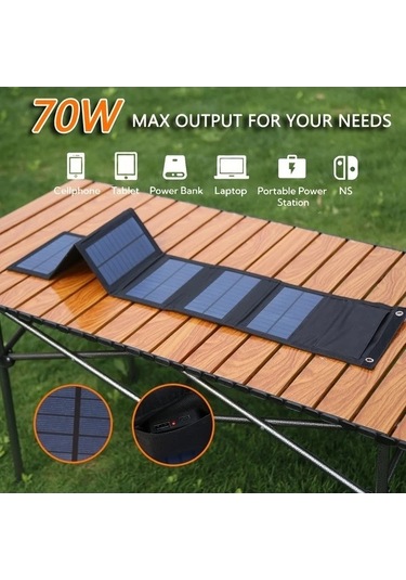 Besthome1 Altı Kat Taşınabilir Güneş Paneli, Yüksek Verimli Tek Kristal Silikon, Kamp, Karavan, Açık Güç Şarj İstasyonu