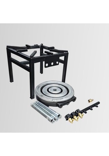 Lüks Profil Gövdeli Dört Ayaklı Üç Yanışlı Döküm Ocak Takım Tüplü