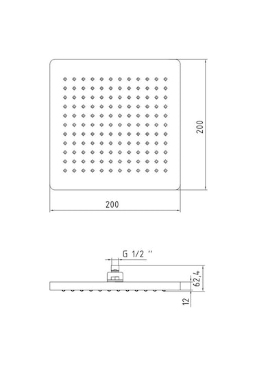 Eca Tiera Kare Duş Başlığı 20x20 Mat Siyah 102145029c1