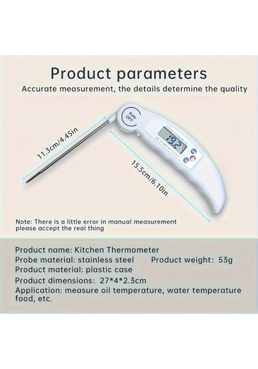 Dashanshop Siyah Mutfak Dijital Et Termometresi - Yemek Su Ve Yağ İçin Hassas Sıcaklık Ölçer 100 Kullanım Pil Gerekmez
