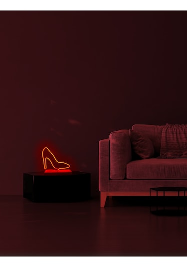 Topuklu Ayakkabı Figürlü Kırmızı Neon Gece Lambası Çok Renkli