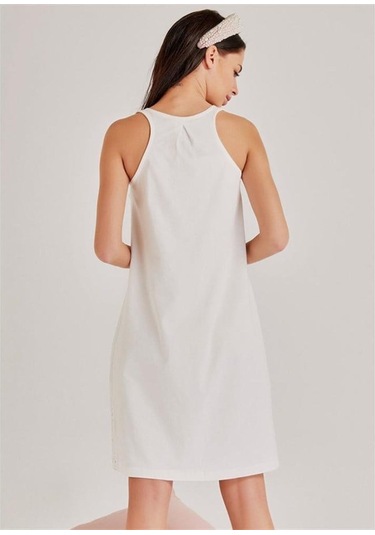 Magic Form 30108 Kendinden Brode Desenli Sabahlık Gecelik Takım - Ekru