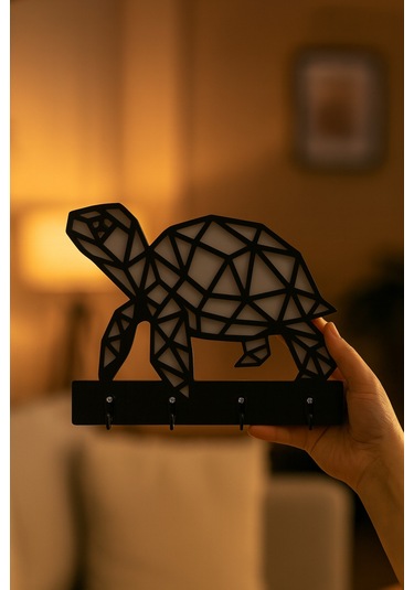 Kaplumbağa Figürlü Duvar Anahtarlık Askısı Siyah - Beyaz