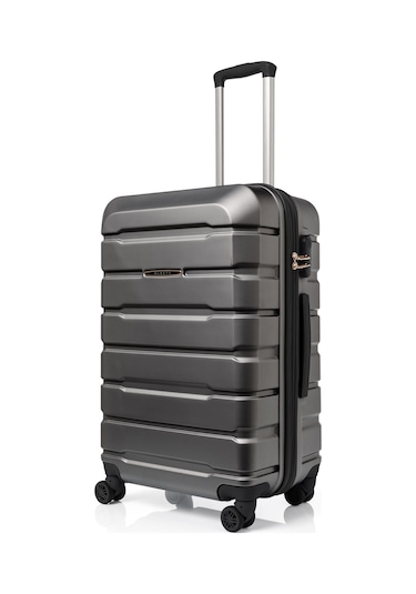 Unisex 4 Tekerli Kilitli Orta Boy Valiz Bavul Füme