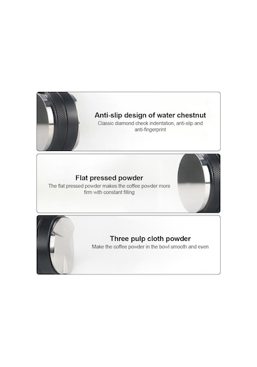 Tenfowee Paslanmaz Çelik Çift Başlı Ayarlanabilir Kahve Dağıtıcı Ve Presleyici - 51/53/58mm Siyah