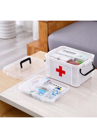 Wondernest Aile Çok Katmanlı Acil Tıp Saklama Kutusu, Plastik Ev Kutusu, Boyut: L Beyaz