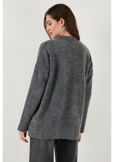 Lela Regular Fit Dik Yaka Yumuşak Dokulu Triko Bayan Kazak 4616222 Antrasit