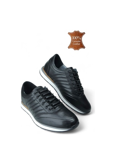 5095 İç Dış Hakiki Deri Ortopedik Ultra Rahat Şık Erkek Ayakkabı Siyah