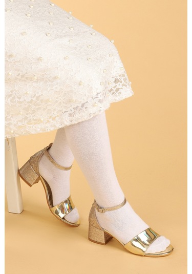 Kiko 768 Ayna Kum Günlük Kız Çocuk 3 Cm Topuk Sandalet Ayakkabı Altın