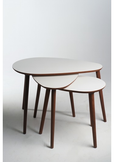 Paris 3'lü Zigon Sehpa &100 Mdf Beyaz