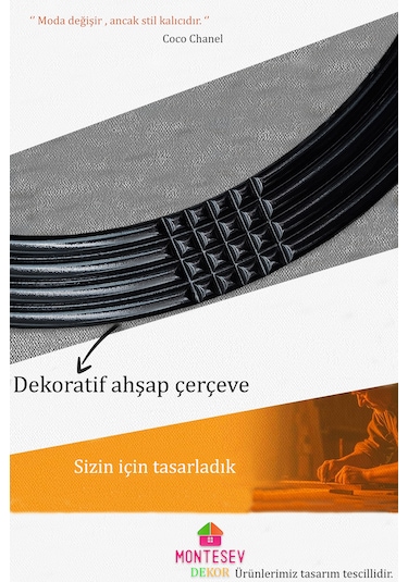 Safir Ahşap Siyah Yuvarlak Ayna Işlemeli Duvar Banyo Aynası 69 Cm