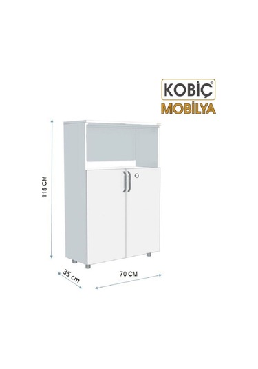 Kobiç Ofis Dosya Dolabı Kilitli Yarım Kapak Suntalam Dolap 70x35x115 Cm Meşe Meşe