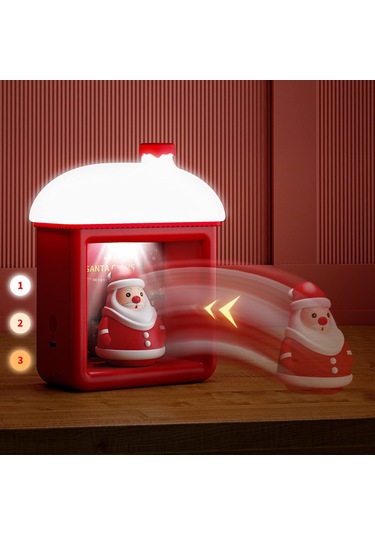 Teltree Usb Şarjlı Çocuk Odası Gece Lambası: 3d Noel Baba Figürlü, 3 Parlaklık Modlu, Manyetik Açma Kapama, Dekoratif Işık Evi Kırmızı