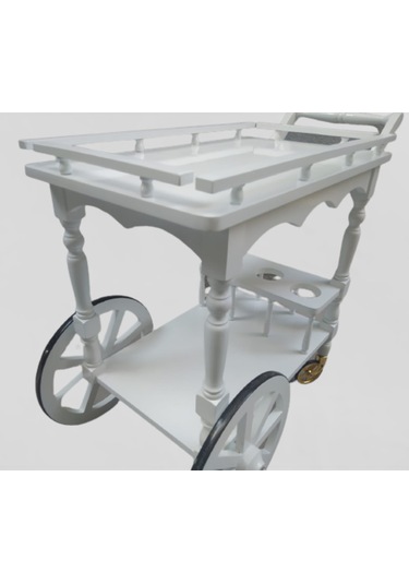 Servis Araba Teker Model Ahşap Kayın İnce Torna İskelet Natüre Boya ,yemek Servis İdeal Çözüm