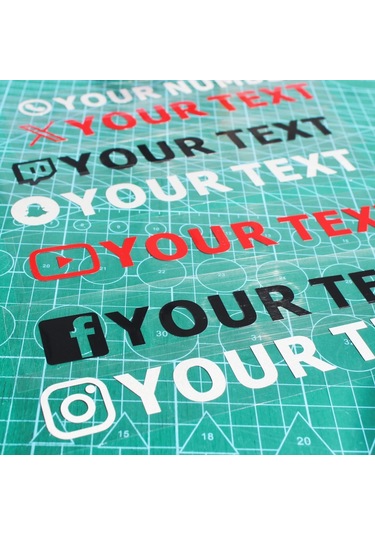 Özel Metin Araba Etiketi Benim Adım Instagram Facebook Logo Web Sitesi X Youtube Black 20cm Length 1 Piece Set