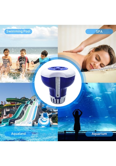 Leezsing Termometreli Havuz Kimyasal Dağıtıcısı Yüzen Klor Tabletleri Dağıtıcısı Yüzme Havuzları, Spalar, Sıcak Küvetler, Balık Havuzları İçin Spa Kimyasal Dağıtıcısı Diğer
