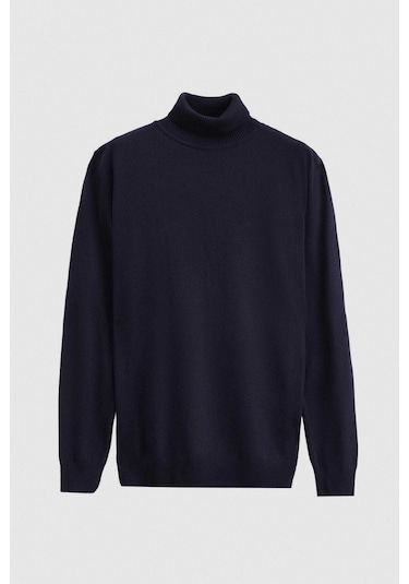 Ds Damat Regular Fit Lacivert Pamuk Karışımlı Balıkçı Yaka Triko Kazak 5HF06ORT12007 Lacivert