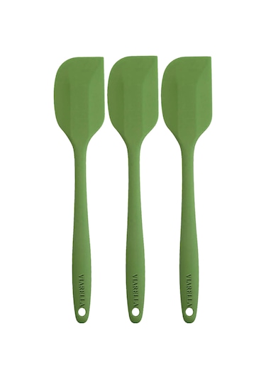 Silikon Kaşık Spatula Seti 6lı Yanmaz Yapışmaz Çizmez Yeşil 27cm