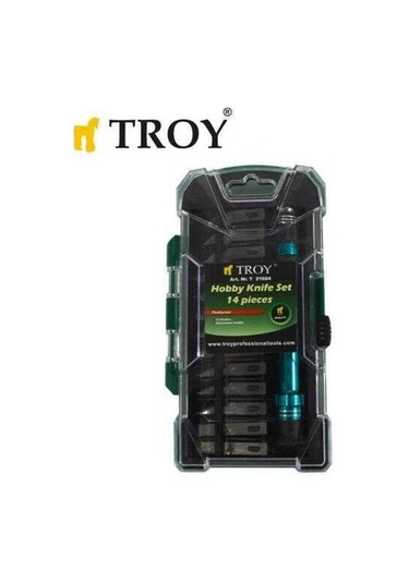 Troy 21604 Hobi Maket Bıçağı Seti, 14 Parça Taşıma Kutulu