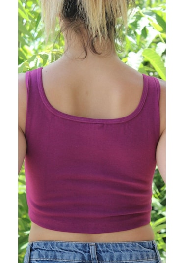 Afri Kadın Bordo Basic Ribana Atlet Crop Likralı Spor Üst Bordo