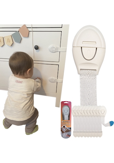 Ketbox Çocuk Bebek Çekmece Dolap Kilidi Çok Amaçlı Kilit 10 Adet Çok Renkli