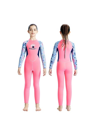 Dıve & Saıl M155589k 2.5mm Tek Parça Sıcak Çocuk Wetsuit Uzun Kollu Şnorkel Sörf Elbisesi Koyu Mavi