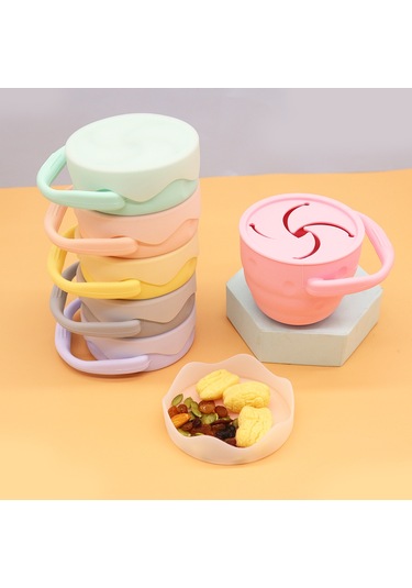 Jianfan Katlanabiler Silikon Bebek Dökülmez Atıştırmalık Kabi Gelişim Gri