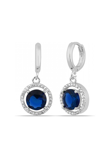 Forentina Gümüş Kaplama Lacivert Taşlı Kolye Küpe Yüzük-özel Beyaz Kutuda Hediye Set Ps3681 Gri