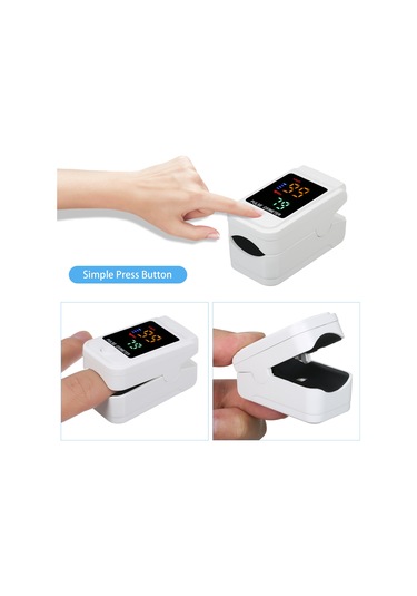 Vkemall Pulse Oksimetre Parmak Ucu Klipsli Nabız Oksimetresi L-ed Renkli Ekran Mini Spo2 Monitörü Oksije Beyaz